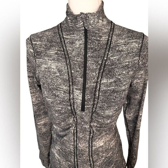 Lululemon Cypress Kiss 1/2 Zip Rush Jacquard Black White Size 8 - Picture 5 of 13